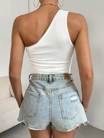 One Shoulder Sleeveless Bodysuit