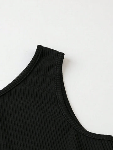 One Shoulder Top And Printed Paper Bag Waist Shorts With Belt, Summer