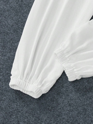 Open Shoulder Tie-Waist Casual Loose Long Jumpsuit