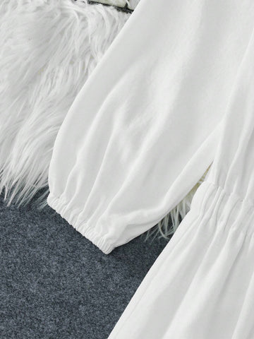 Open Shoulder Tie-Waist Casual Loose Long Jumpsuit