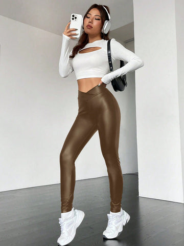 Essnce Overlap Waist Compression Leggings