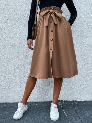 Essnce Paperbag Waist Belted Skirt