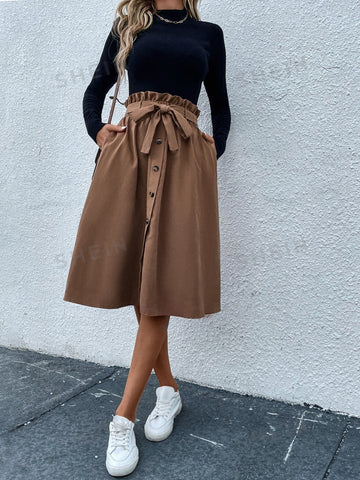 Essnce Paperbag Waist Belted Skirt