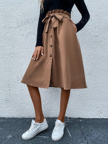 Essnce Paperbag Waist Belted Skirt