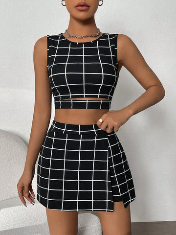 Plaid Casual Two Piece Set
