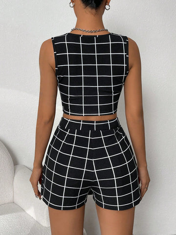 Plaid Casual Two Piece Set