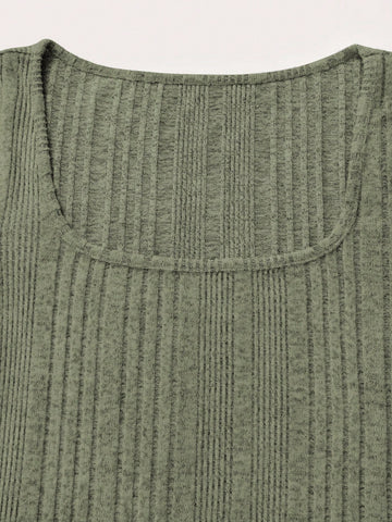 Plain Ribbed Knit Bodysuit