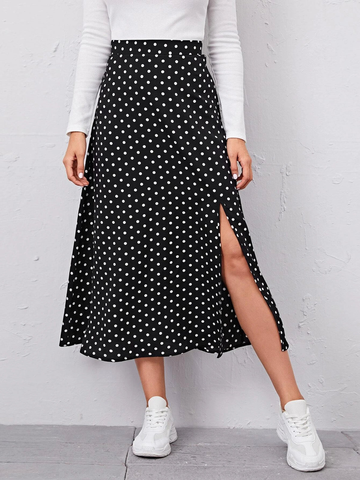 Essnce Polka Dot Split Side Skirt