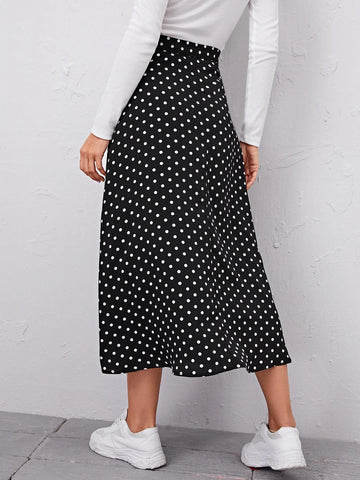 Essnce Polka Dot Split Side Skirt