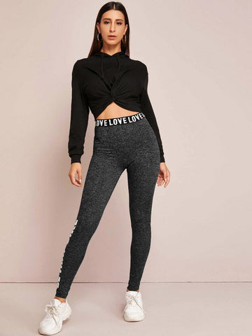 Essnce Slogan Graphic Marled Leggings