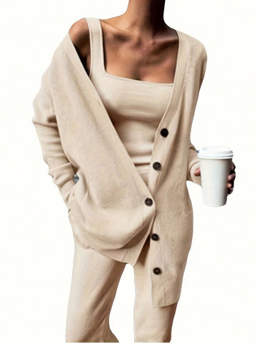 Solid Color Casual 2-Piece Set