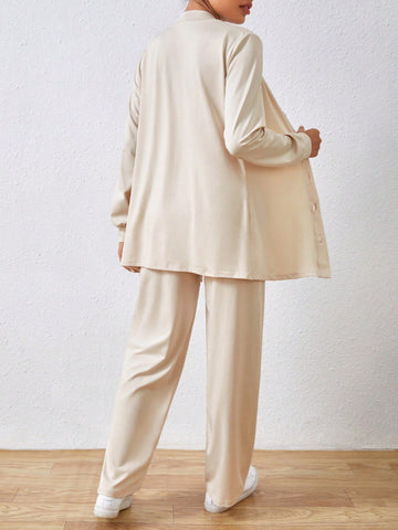 Solid Color Casual 2-Piece Set