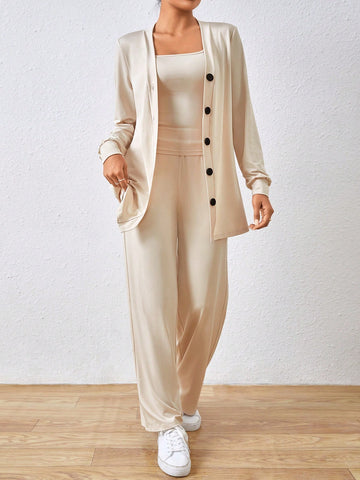 Solid Color Casual 2-Piece Set