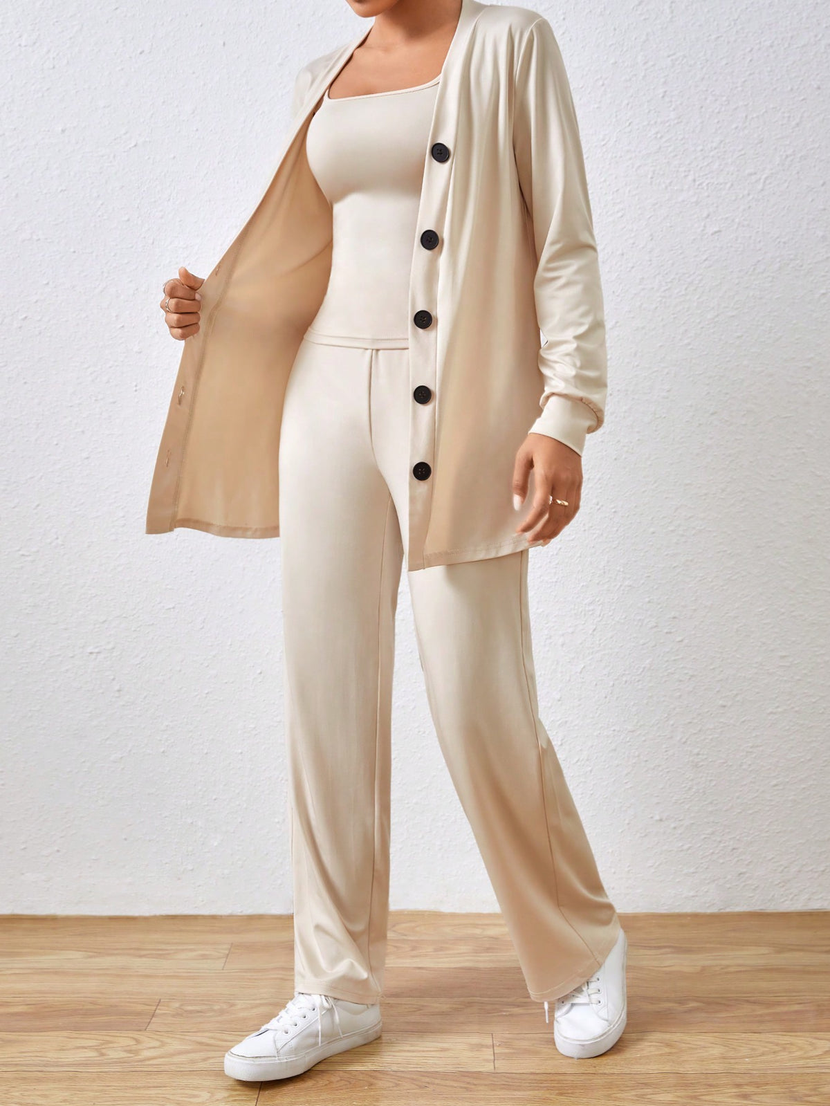 Solid Color Casual 2-Piece Set