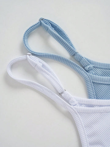 Solid Color Combination Bodysuit With Spaghetti Straps