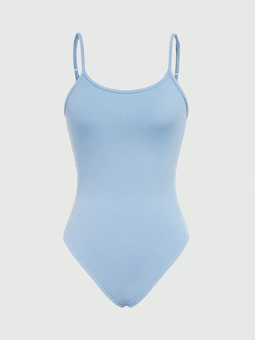 Solid Color Combination Bodysuit With Spaghetti Straps