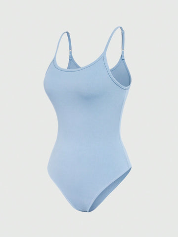 Solid Color Combination Bodysuit With Spaghetti Straps