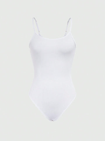 Solid Color Combination Bodysuit With Spaghetti Straps