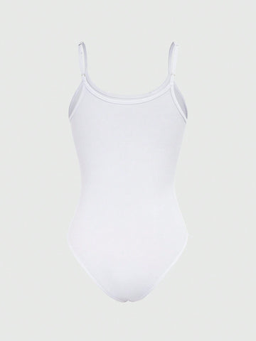 Solid Color Combination Bodysuit With Spaghetti Straps