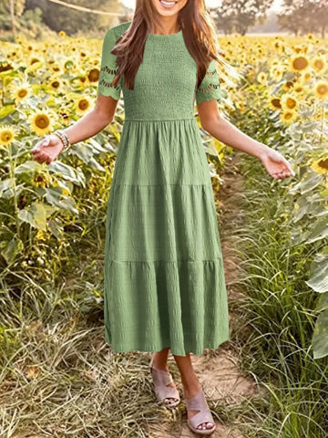 Solid Color Knitted Splice Women'S Dress