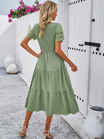 Solid Color Knitted Splice Women'S Dress