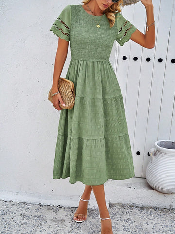 Solid Color Knitted Splice Women'S Dress