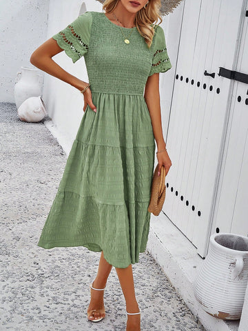 Solid Color Knitted Splice Women'S Dress
