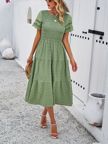 Solid Color Knitted Splice Women'S Dress