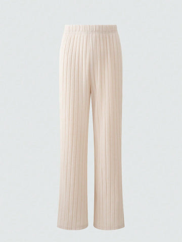Solid Color Ribbed Knit Two-Piece Set