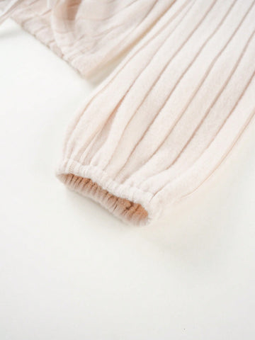Solid Color Ribbed Knit Two-Piece Set