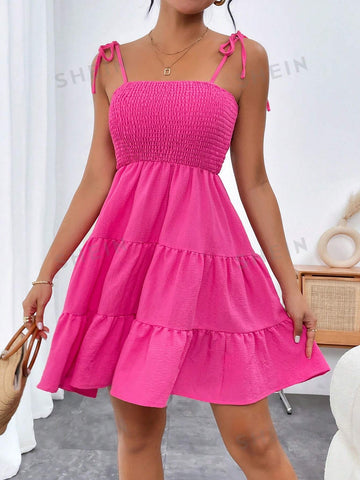 Solid Color Ruffle Hemline Cami Dress