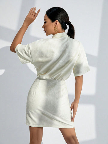 Solid Color Short Sleeve Dress