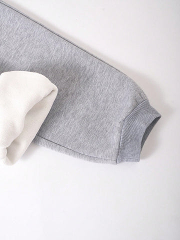 Essnce Solid Elastic Waist Thermal Lined Sweatpants
