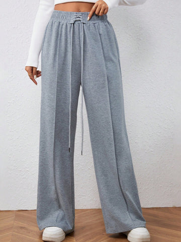 Essnce Solid Lace Up Front Sweatpants