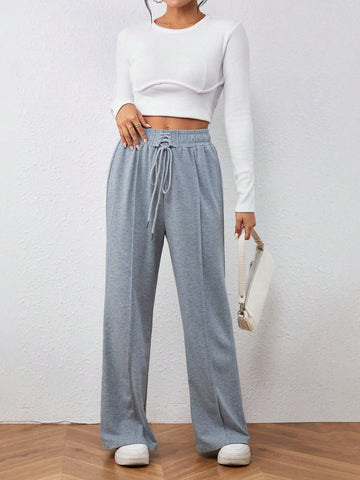 Essnce Solid Lace Up Front Sweatpants