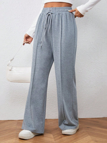 Essnce Solid Lace Up Front Sweatpants