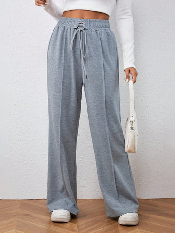Essnce Solid Lace Up Front Sweatpants