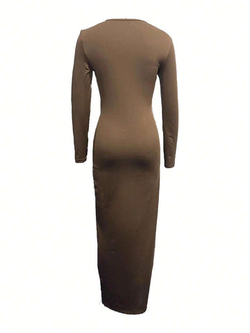 Solid Mermaid Hem Longline Tee Dress