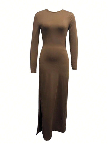 Solid Mermaid Hem Longline Tee Dress