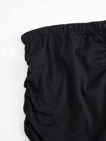 Essnce Solid Ruched Pencil Skirt