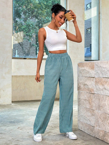 Essnce Spring/Summer Checked Elastic Waist Pants