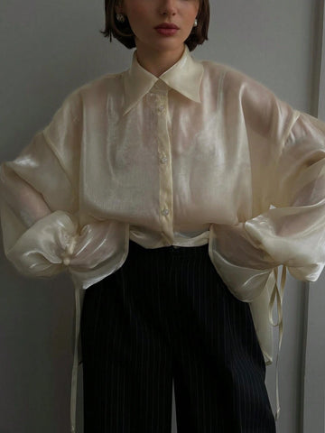 Essnce Spring/Summer Glitter Sheer Sun Protection Loose-Fit Women Shirt