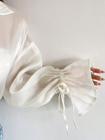 Essnce Spring/Summer Glitter Sheer Sun Protection Loose-Fit Women Shirt