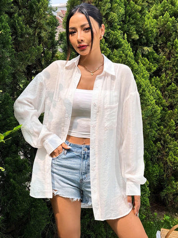 Essnce Spring Summer Beach Vacation Sunscreen Perspective Shirt Cover-Up