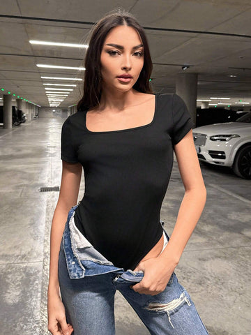 Square Neck Slim Fit Bodysuit