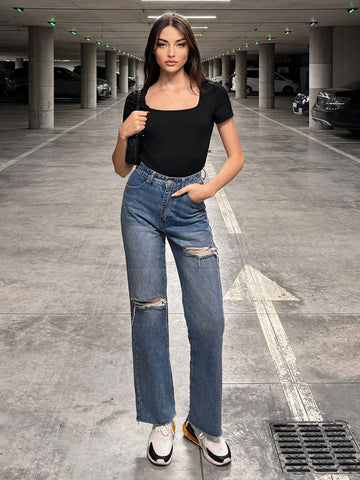 Square Neck Slim Fit Bodysuit