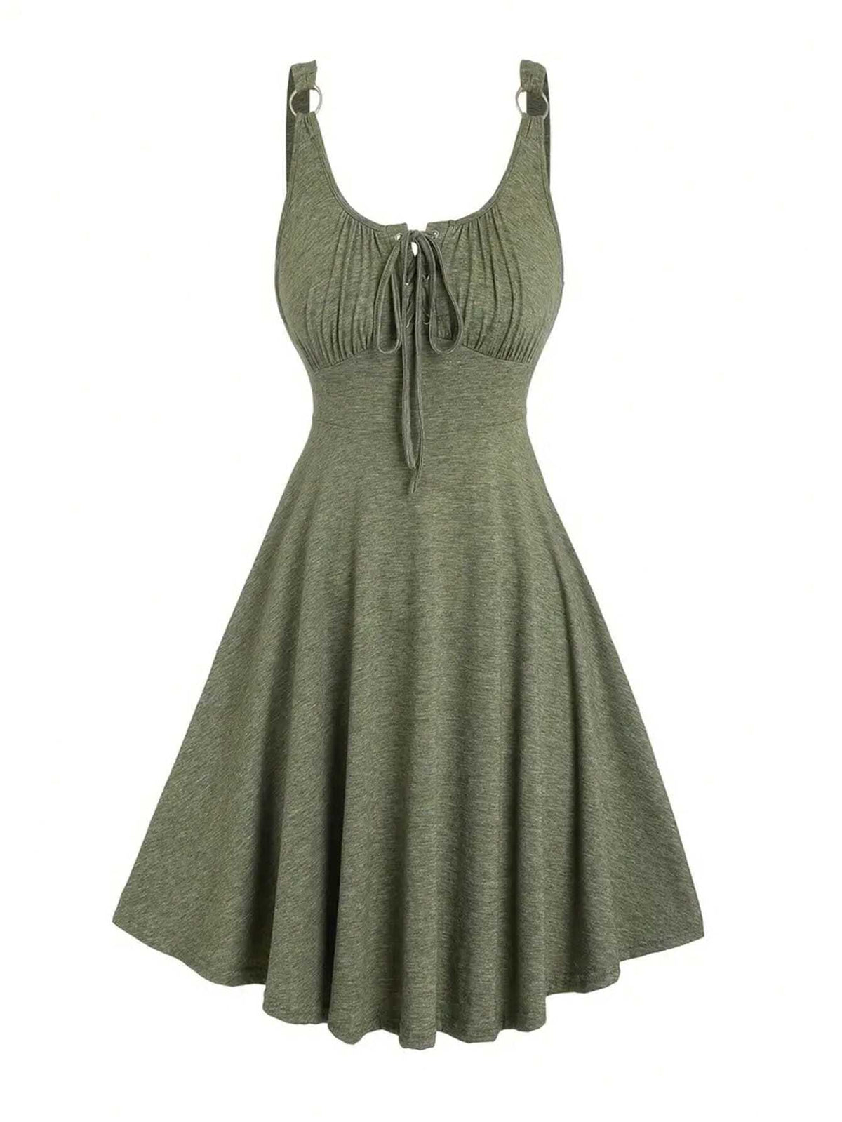 Summer Casual Knitted Sundress With Waist Belt