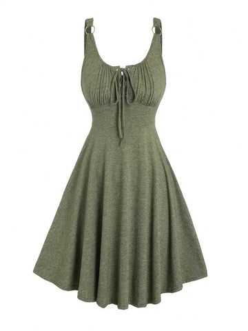 Summer Casual Knitted Sundress With Waist Belt