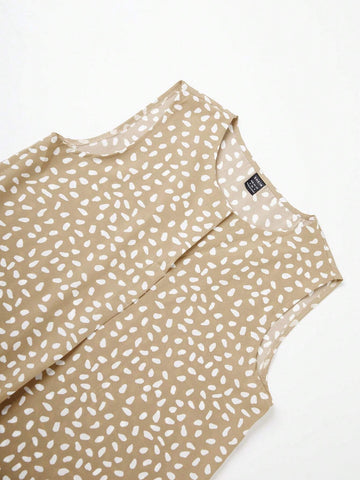 Essnce Summer Notched Neck Blouse With All-Over Print