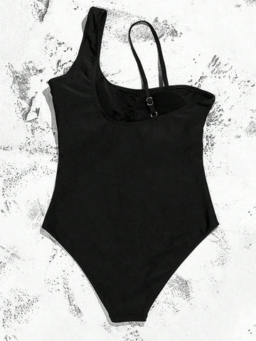 Summer Sexy Asymmetric Neckline Sleeveless Bodysuit